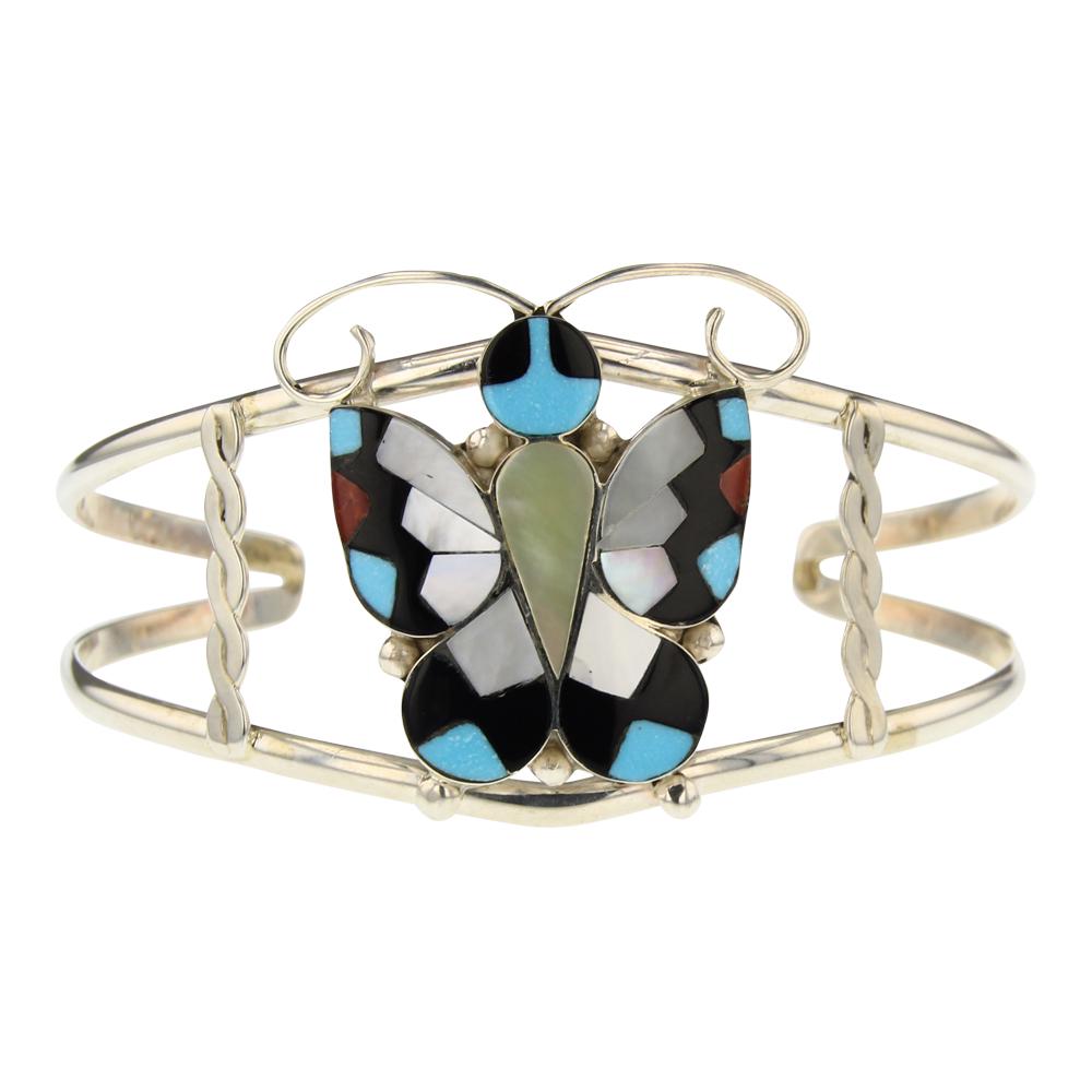 Aaron Dishta Zuni Turquoise Coral & Shell Inlay (1 of 3)