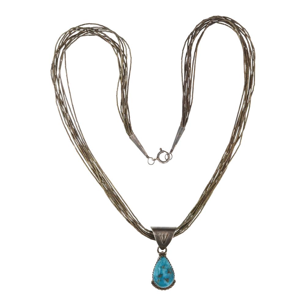Vintage Blue Ridge Turquoise Pendant on Liquid Silver (1 of 3)