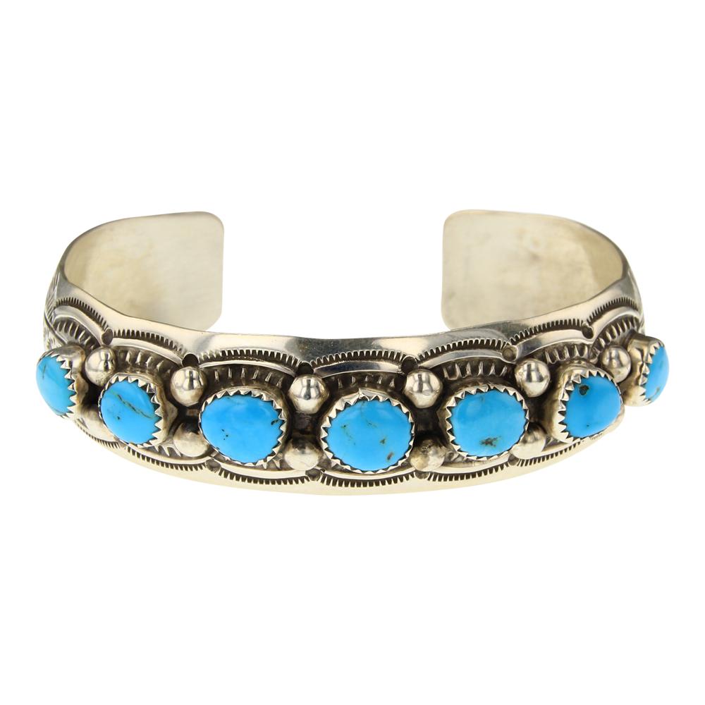 Wilbert Benally Kingman Turquoise Cuff Bracelet (1 of 4)