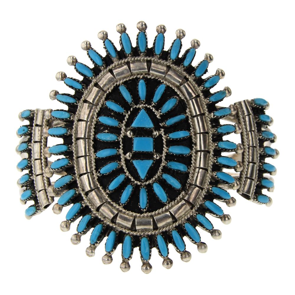 Zuni Needlepoint Turquoise Cluster Bracelet (1 of 4)