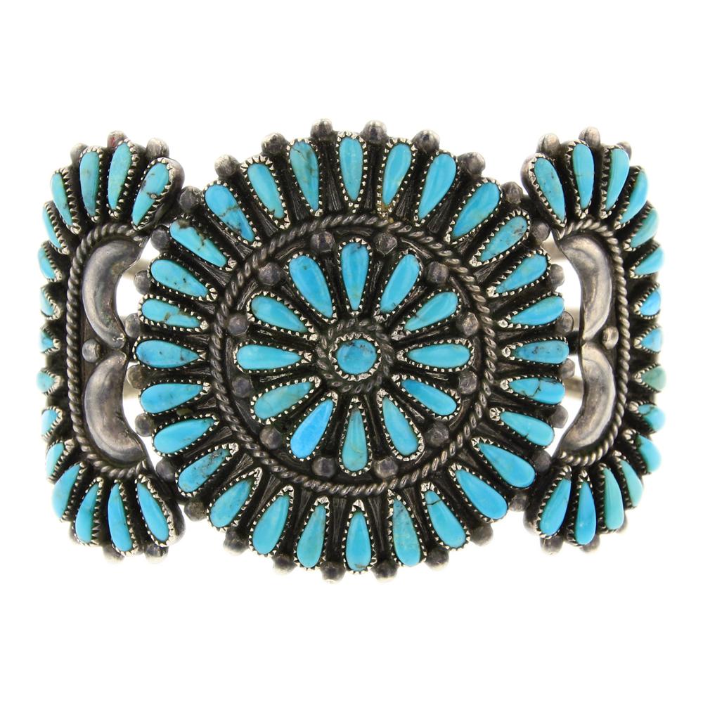 Francis M. Begay Kingman Turquoise Cluster Bracelet (1 of 4)