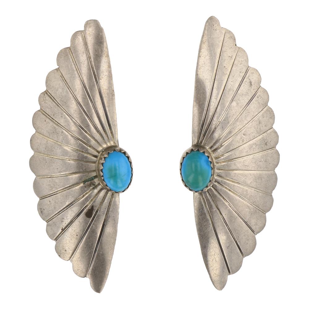 Kingman Turquoise Fan Earrings (1 of 2)