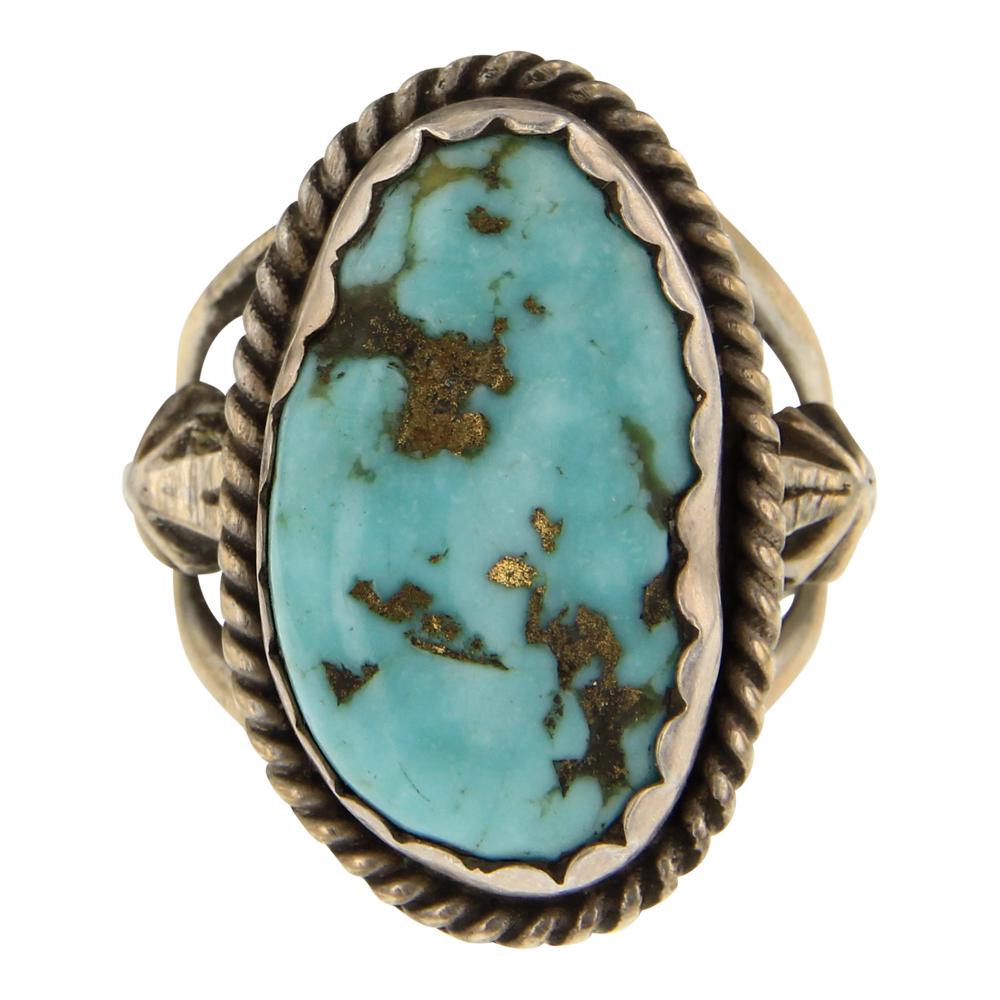 Vintage Pawn Nevada Turquoise Ring: Sterling Silver | Genuine Nevada Turquoise | Vintage Pawn Nevada Turquoise Ring | Navajo Native American Southwest Indian Jewelry | Approx. Weight:9 Grams, | Dimensions: Ring: 7.75 size, 1" face width