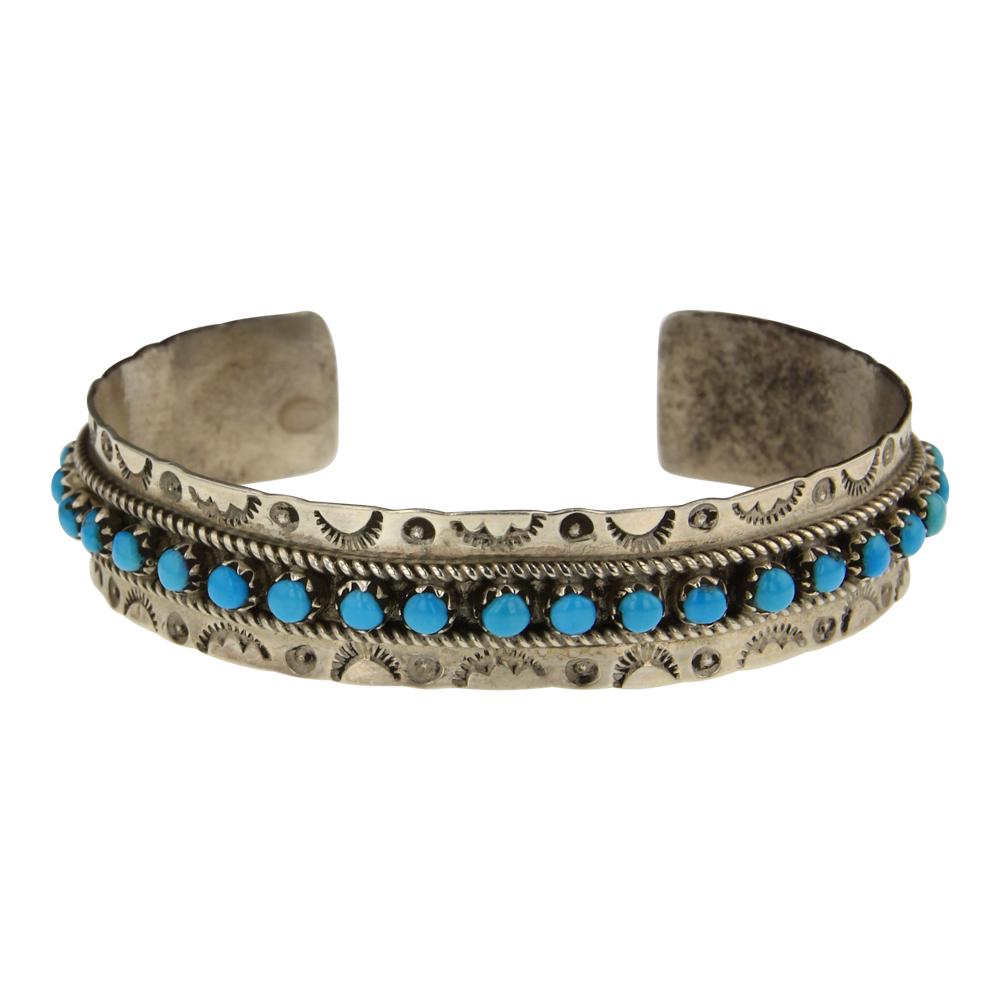Kingman Turquoise Calibrated Row Cuff Bracelet (1 of 4)