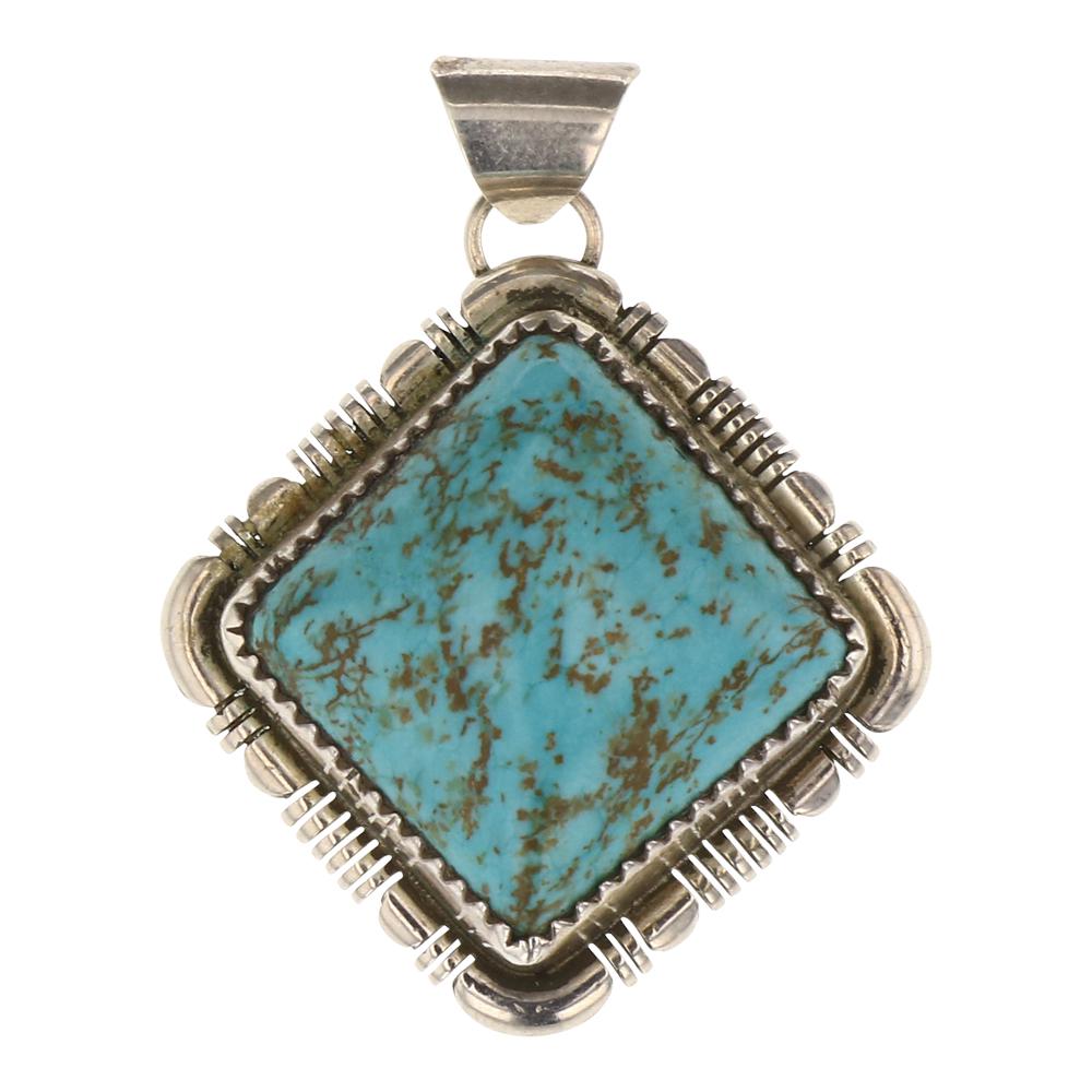 Nevada Turquoise Diamond Shaped Pendant (1 of 2)
