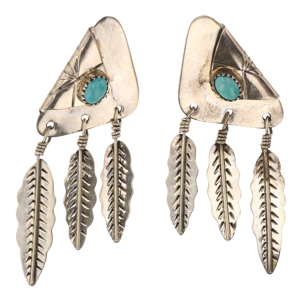 Turquoise & Feather Dangle Earrings (1 of 2)