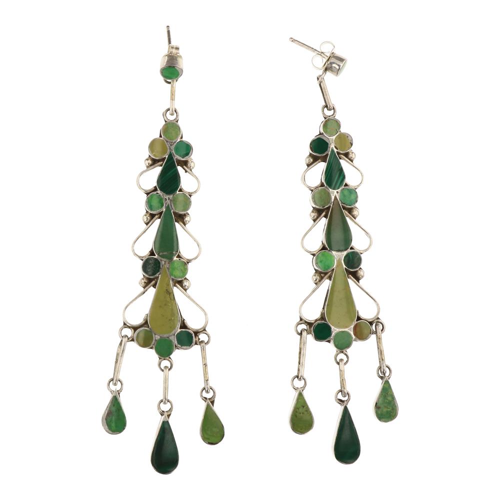 Emerald Valley Turquoise Zuni Inlay Earrings (1 of 2)