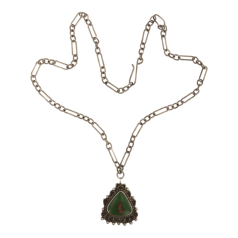 Vintage Royston Turquoise Necklace: Sterling Silver | Genuine Royston Turquoise | Vintage Royston Turquoise Necklace | Navajo Native American Southwest Indian Jewelry | Approx. Weight:14 Grams, | Dimensions: Necklace: 16" length, 1" x 1