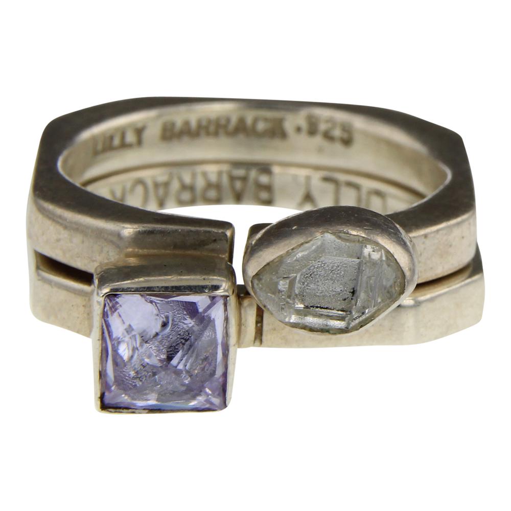 Lilly Barrack Stack Rings Set of 2 Quartz & Amethyst (1 of 3)