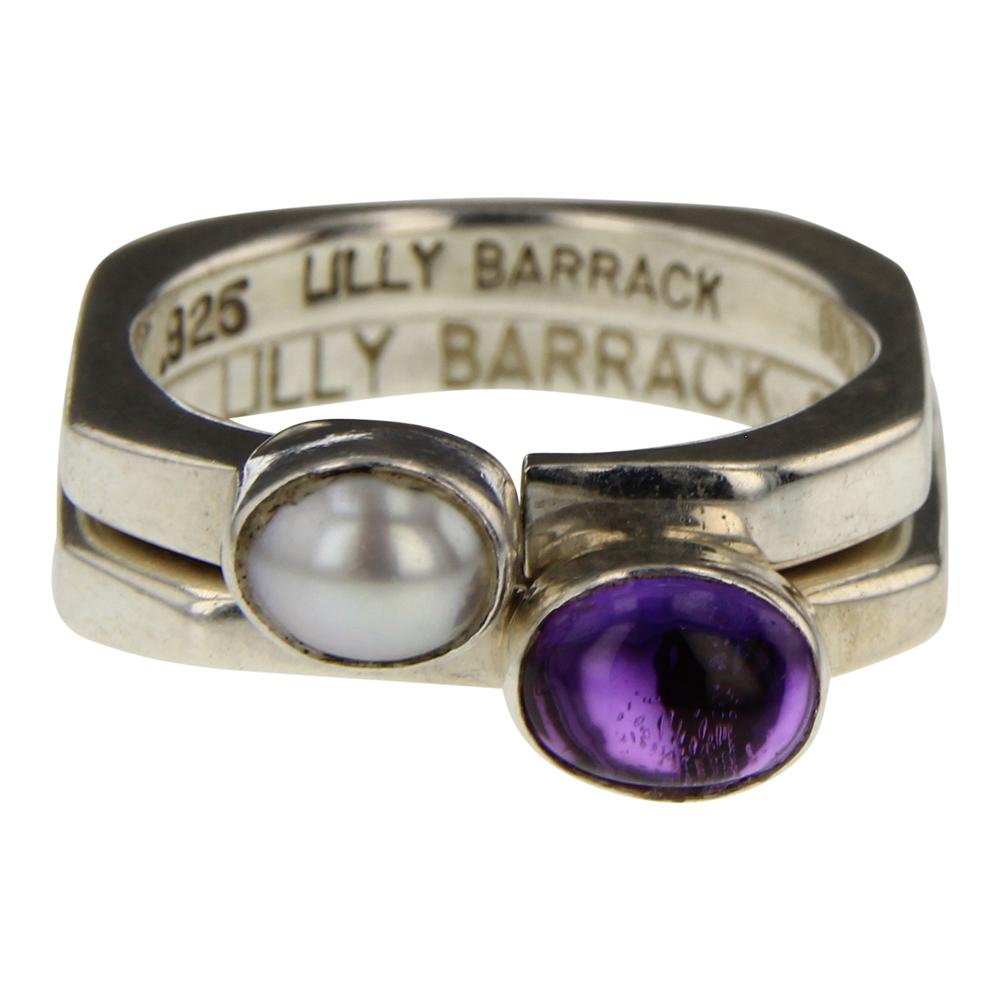 Lilly Barrack Stack Rings Set of 2 Amethyst & Mother of (1 of 3)