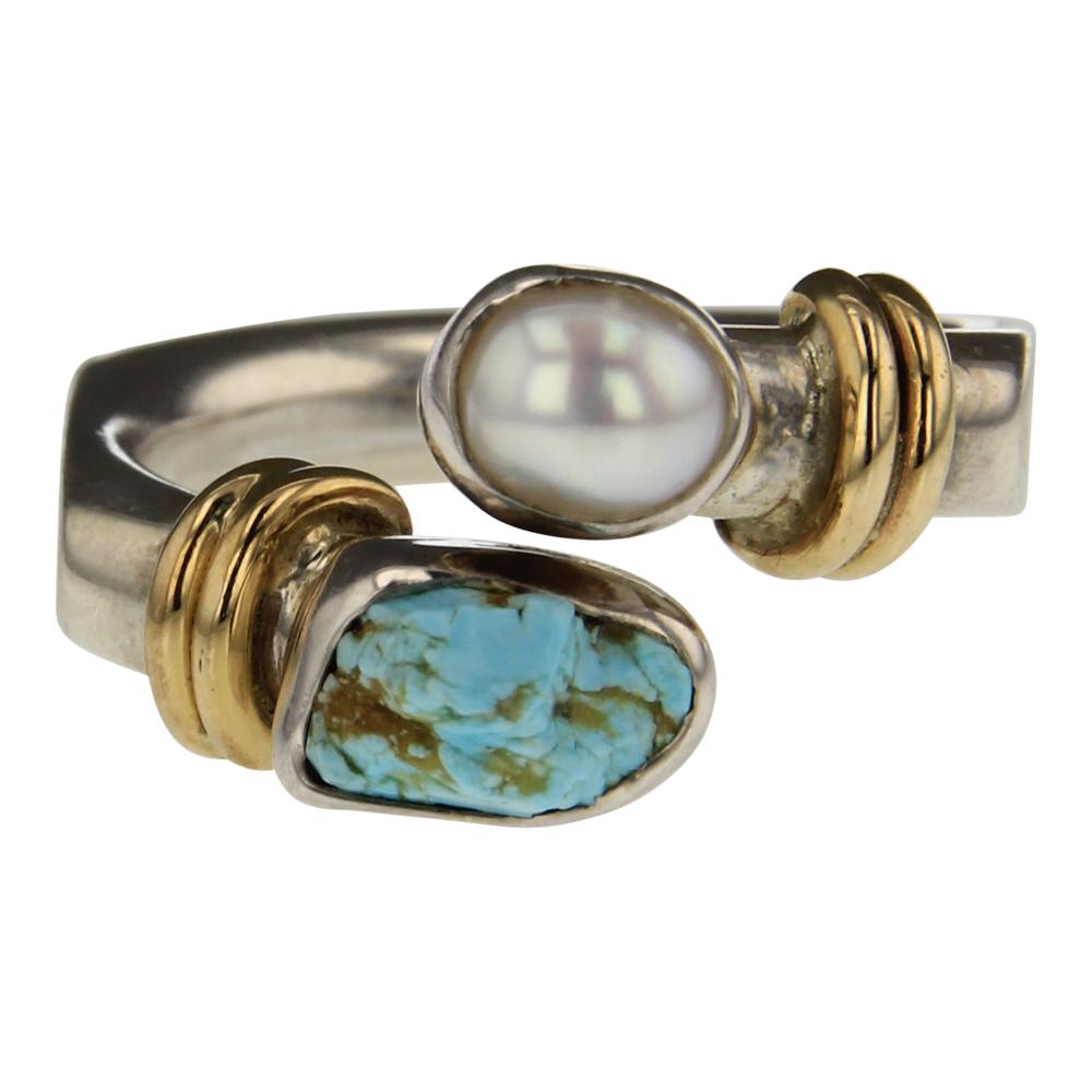 Lilly Barrack Turquoise & Pearl 14K Gold Over Silver (1 of 3)