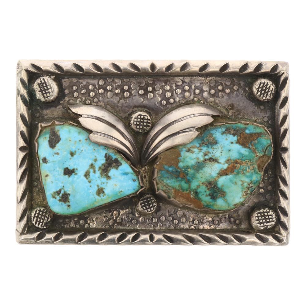 Old Pawn Nevada Freeform Turquoise Belt Buckle (1 of 2)
