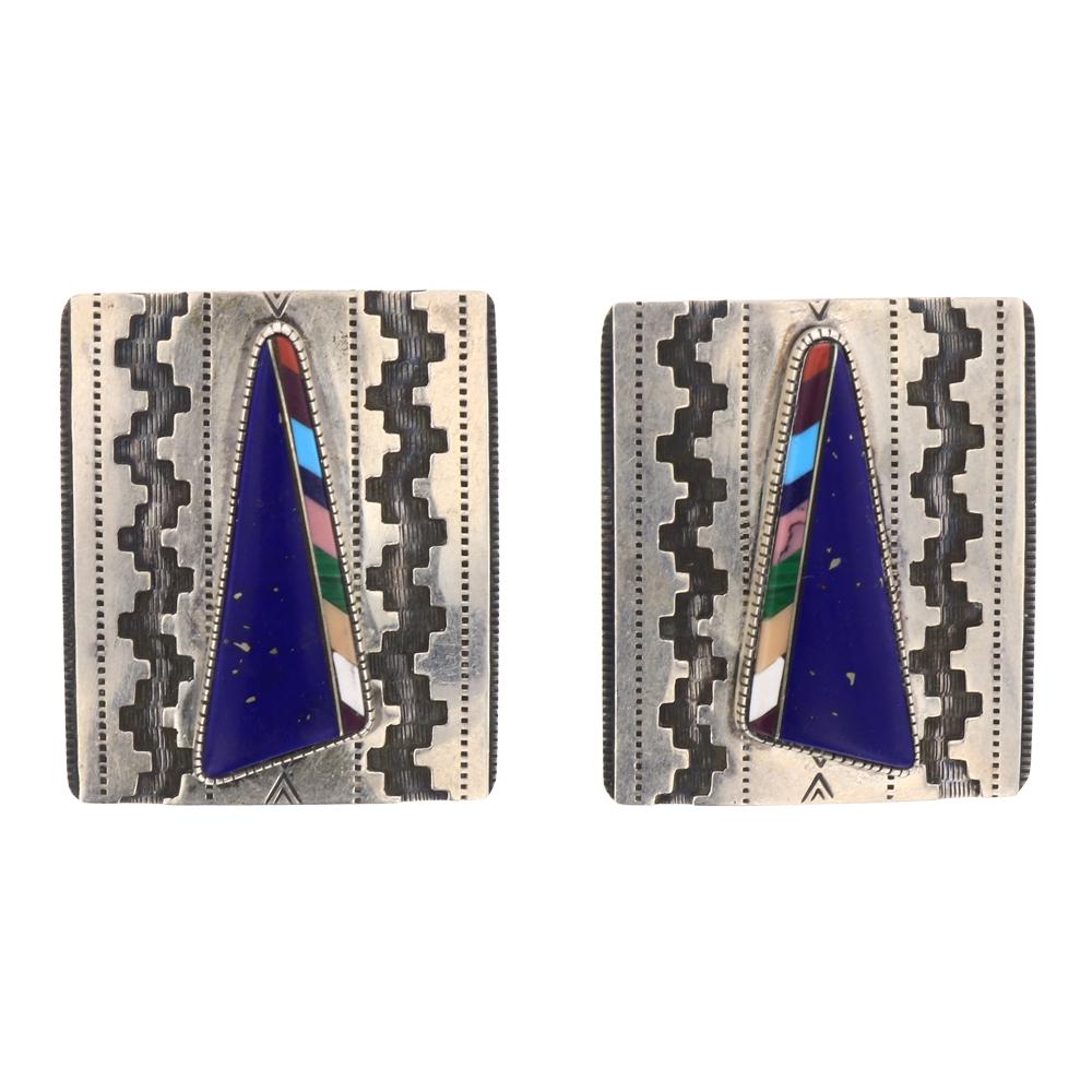 Vintage Lapis Inlay Earrings (1 of 2)