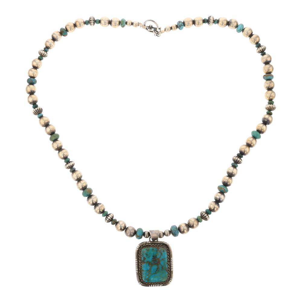 Betta Lee Royston Turquoise Necklace: Sterling Silver | Genuine Royston Turquoise | Betta Lee Royston Turquoise Necklace | Navajo Native American Southwest Indian Jewelry | Approx. Weight:37 Grams, | Dimensions: Necklace: 20" length, 1" x