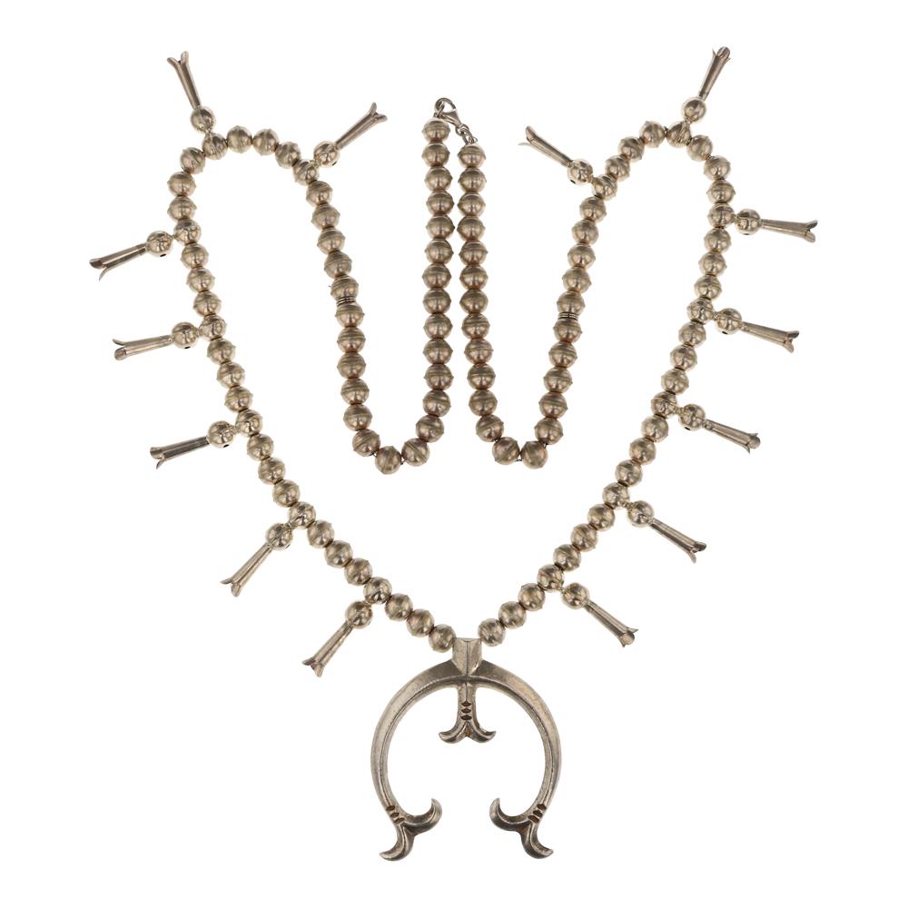 Pawn Plain Silver Sandcast Squash Blossom Necklace (1 of 3)