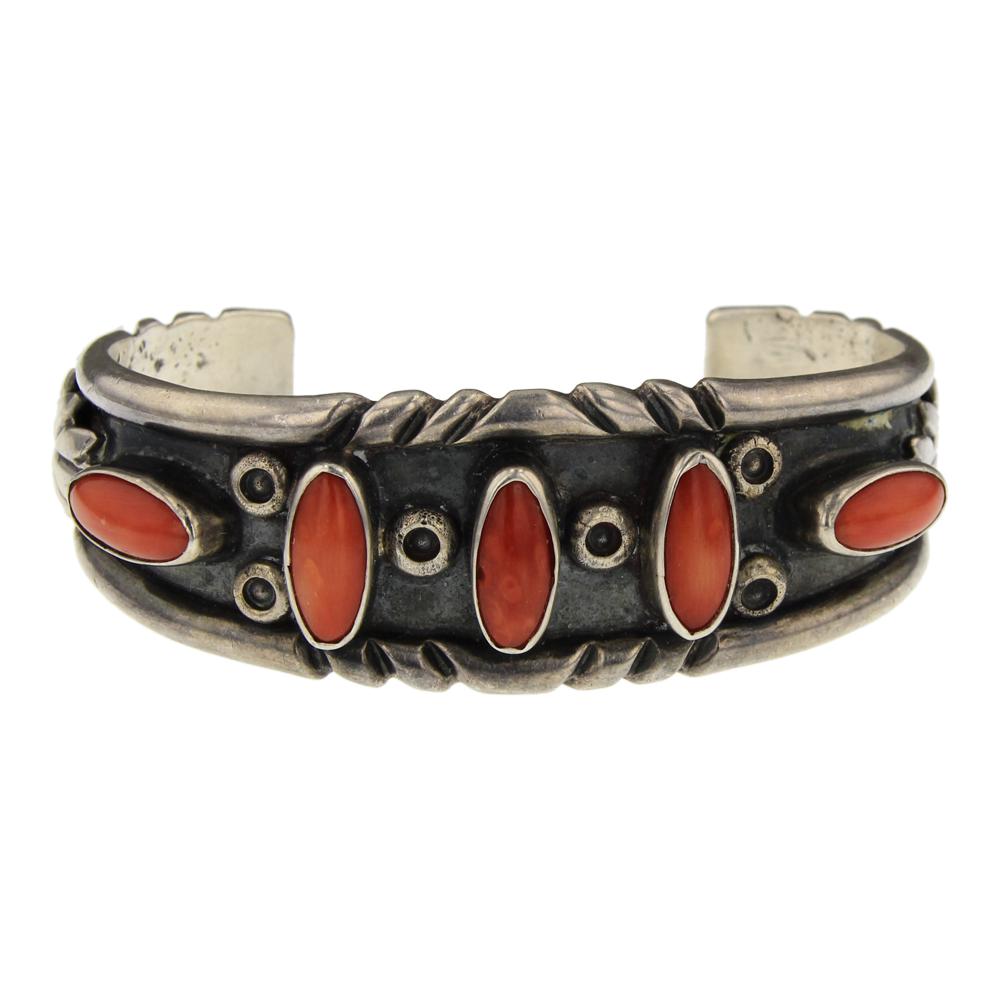 Old Pawn Mediterranean Coral Cuff Bracelet (1 of 4)