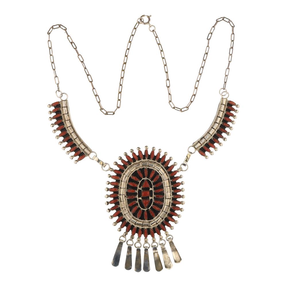 Evonne Hujtito Zuni Needlepoint Coral Necklace (1 of 3)