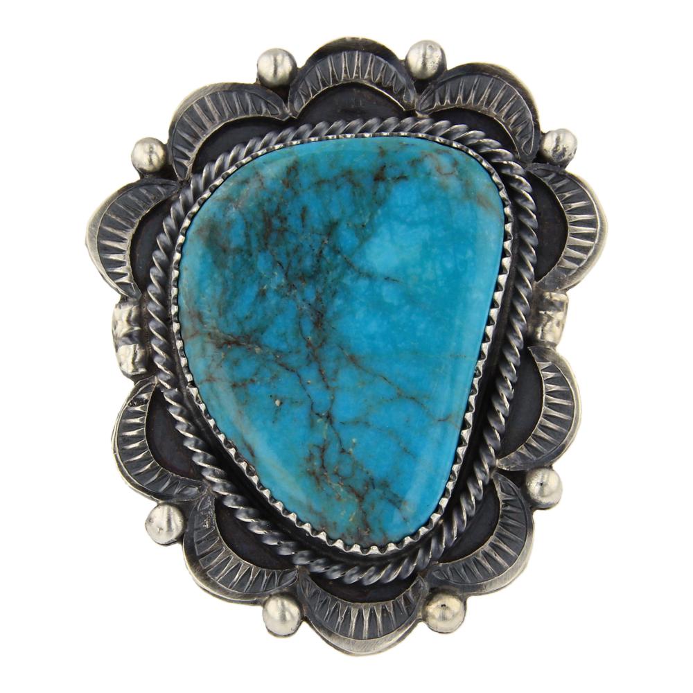 Juanito Long Turquoise Stamp Work Ring (1 of 3)