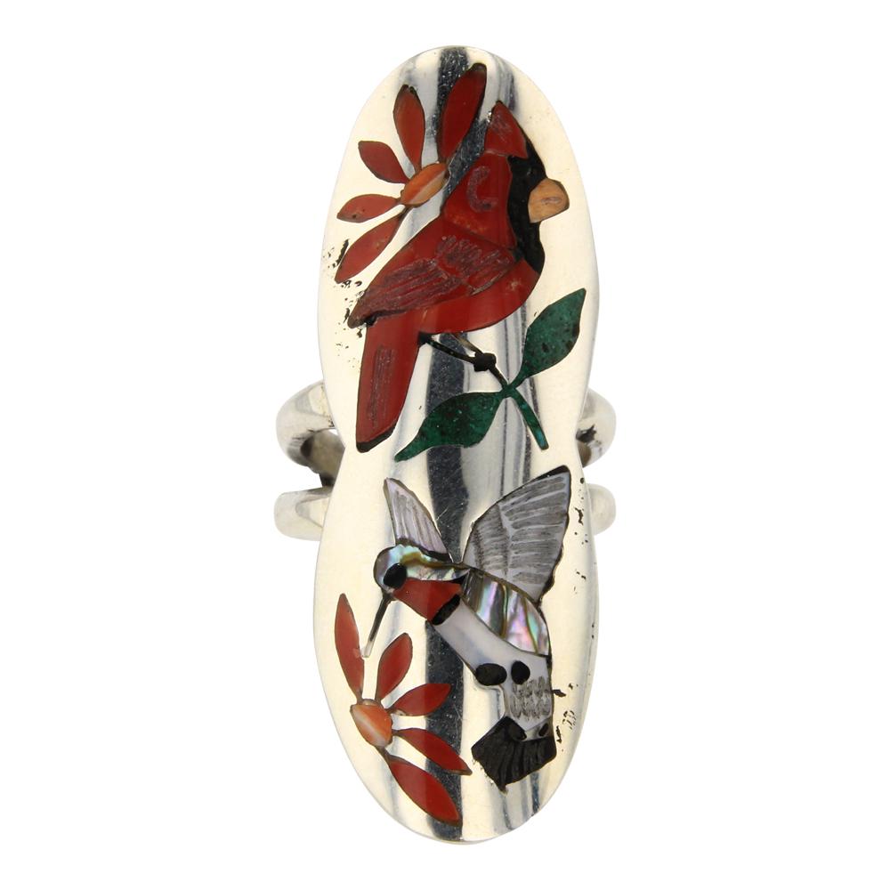 Quentin Quam Zuni Inlay Cardinal & Hummingbird Ring (1 of 3)