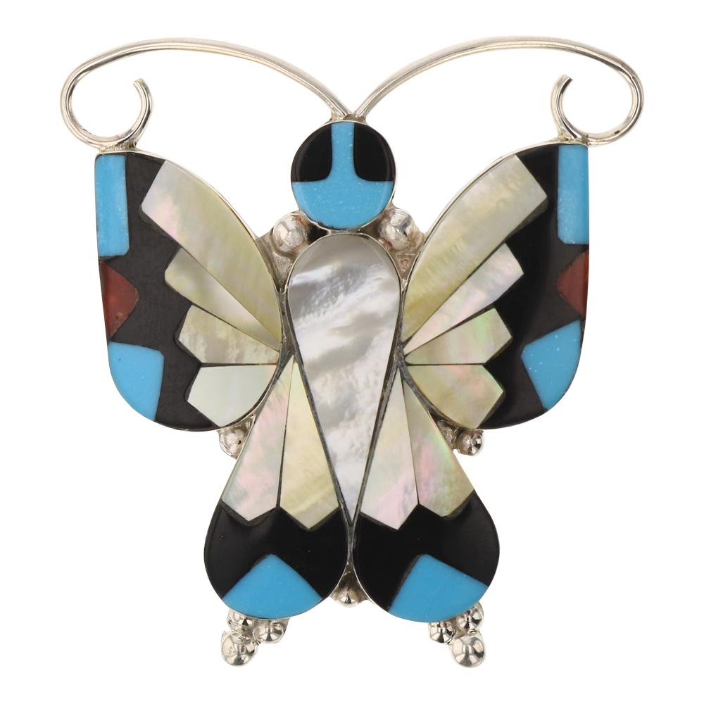 Aaron Dishta Zuni Turquoise Coral & Shell Inlay (1 of 2)