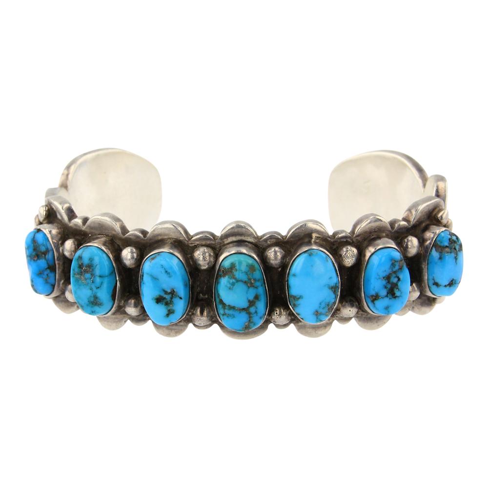 Pawn Sleeping Beauty Nugget Turquoise Row Cuff Bracelet (1 of 5)