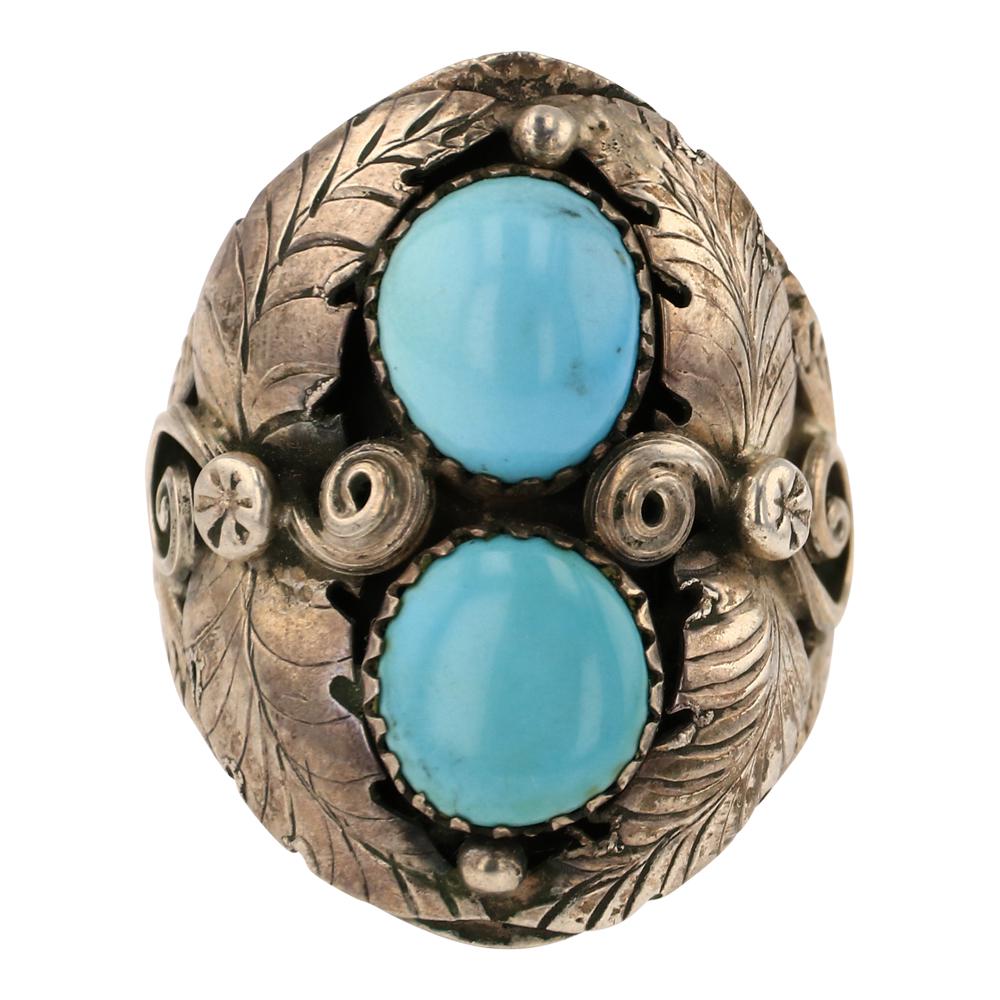 Pawn Turquoise Leaf work Ring (1 of 4)