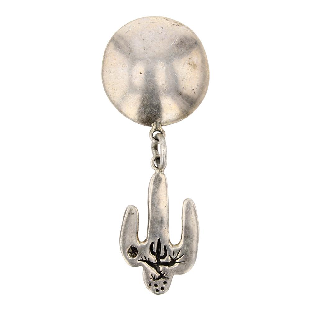 Vintage Plain Silver Cactus Pin (1 of 2)