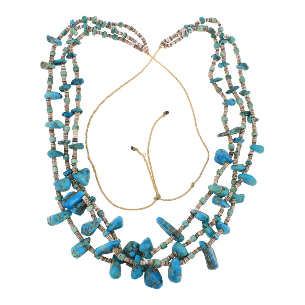 Santa Domingo Turquoise & Shell Three Strand Necklace (1 of 3)