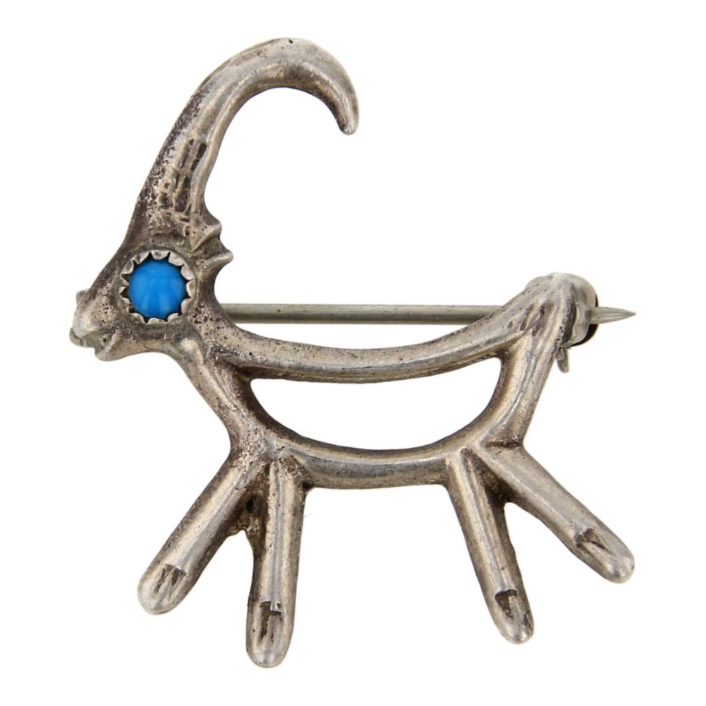 Vintage Sandcast Turquoise Jackrabbit Pin: Sterling Silver | Genuine Turquoise | Vintage Sandcast Turquoise Jackrabbit Pin | Navajo Native American Southwest Indian Jewelry | Weight: 2 Grams, | Dimensions: Pin: 1" x 1" |