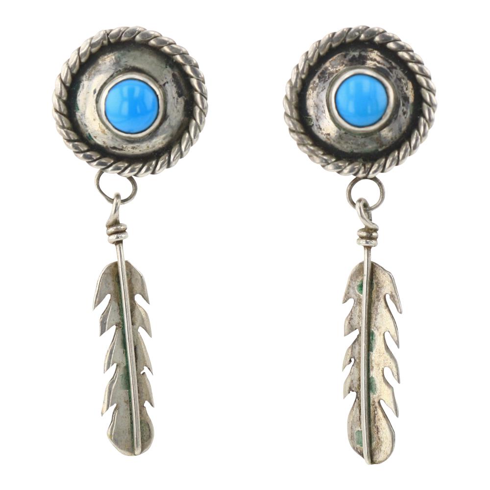 Kingman Turquoise Feather Earrings (1 of 2)