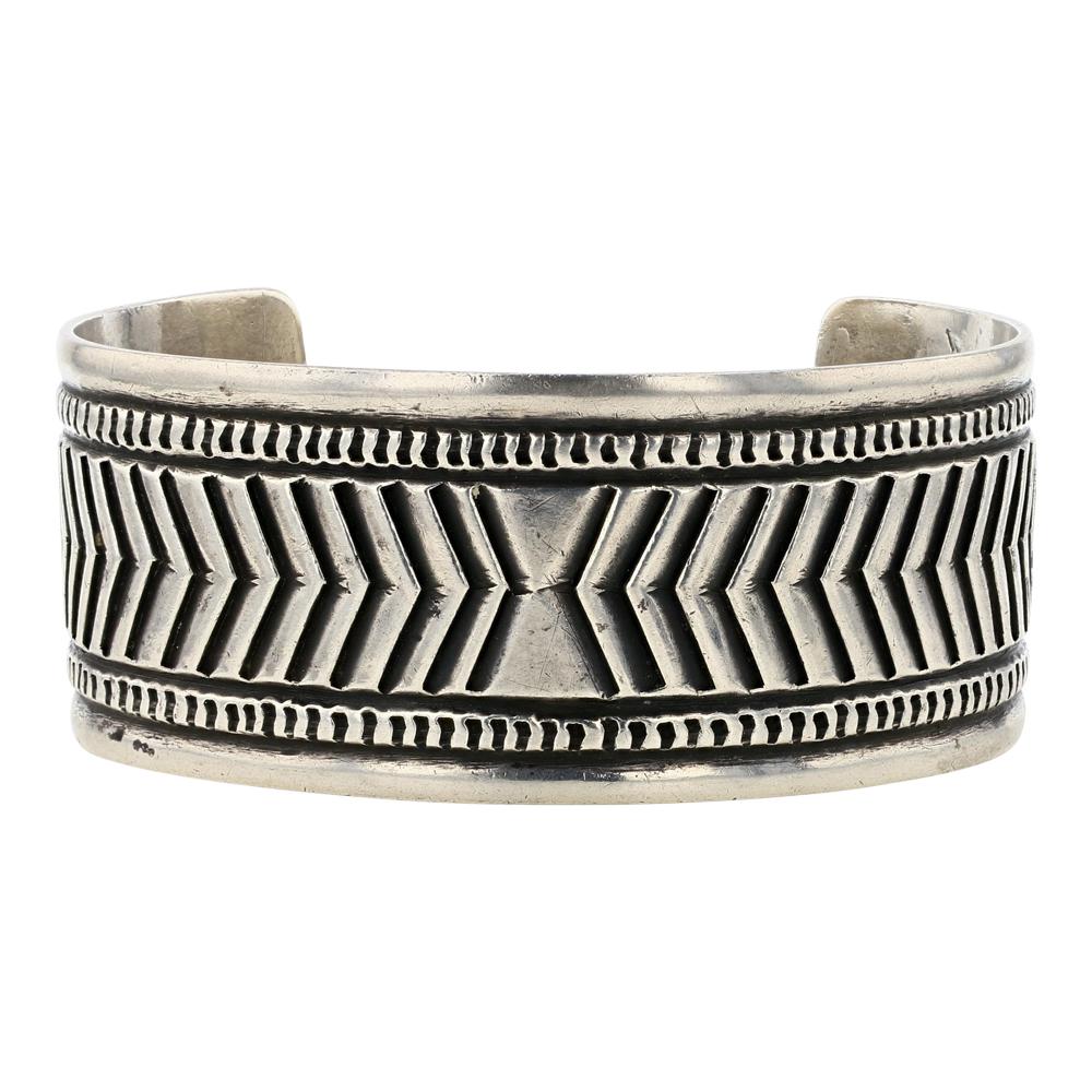 Vintage Plain Silver Stamp Cuff Bracelet (1 of 3)