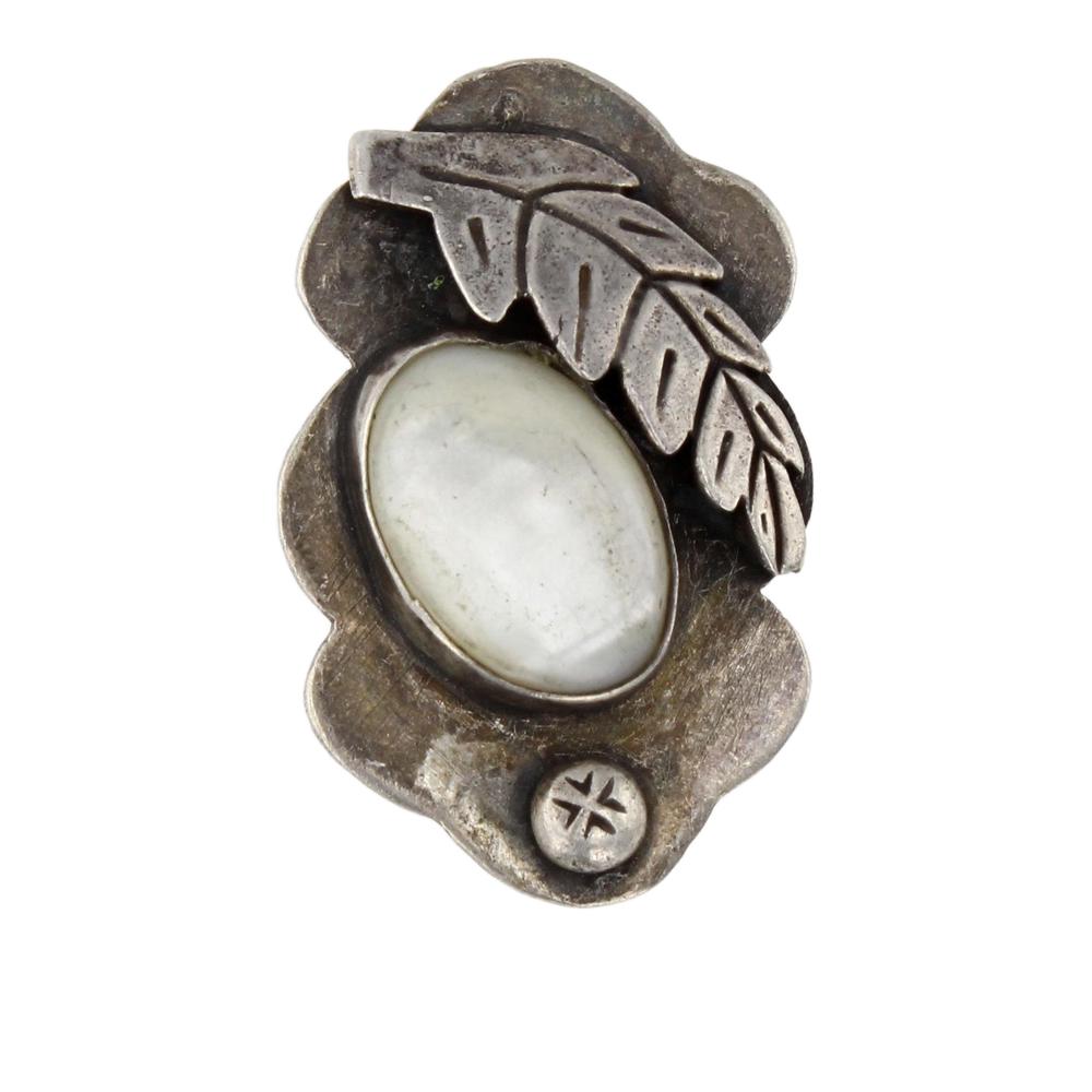 Pawn Mother of Pearl Pin: Sterling Silver | Genuine Mother of Pearl | Pawn Mother of Pearl Pin | Navajo Native American Southwest Indian Jewelry | Weight: 12 Grams, | Dimensions: Pin: 1.5" x 1" |