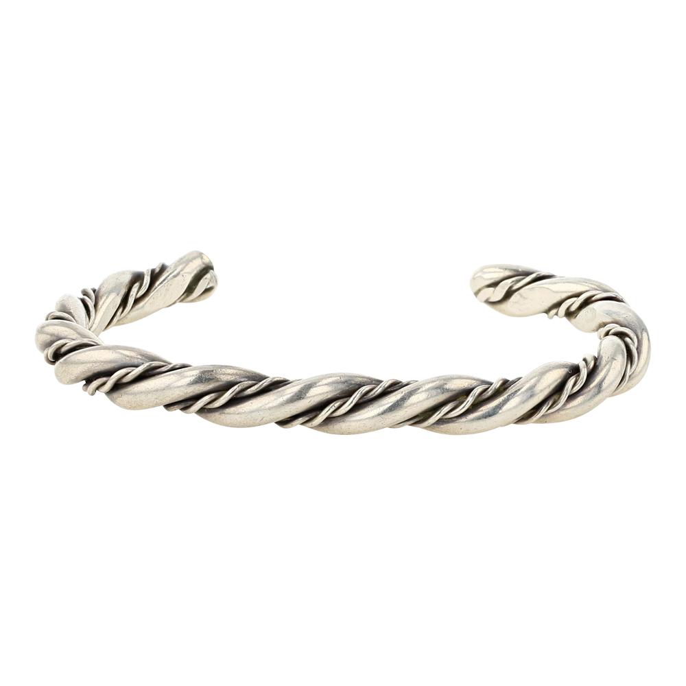 Navajo Plain Silver Twist Wire Bracelet (1 of 3)