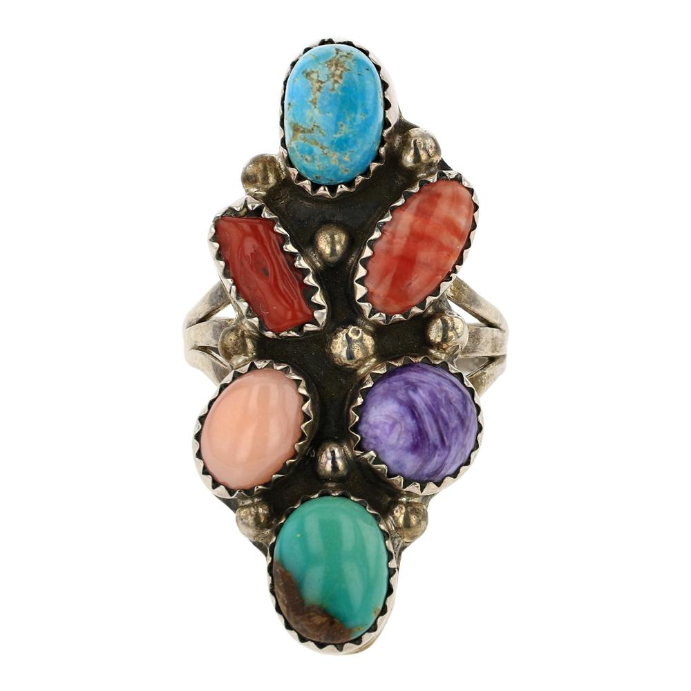 RB Turquoise Chaorite Coral & Spiny Oyster Ring (1 of 3)