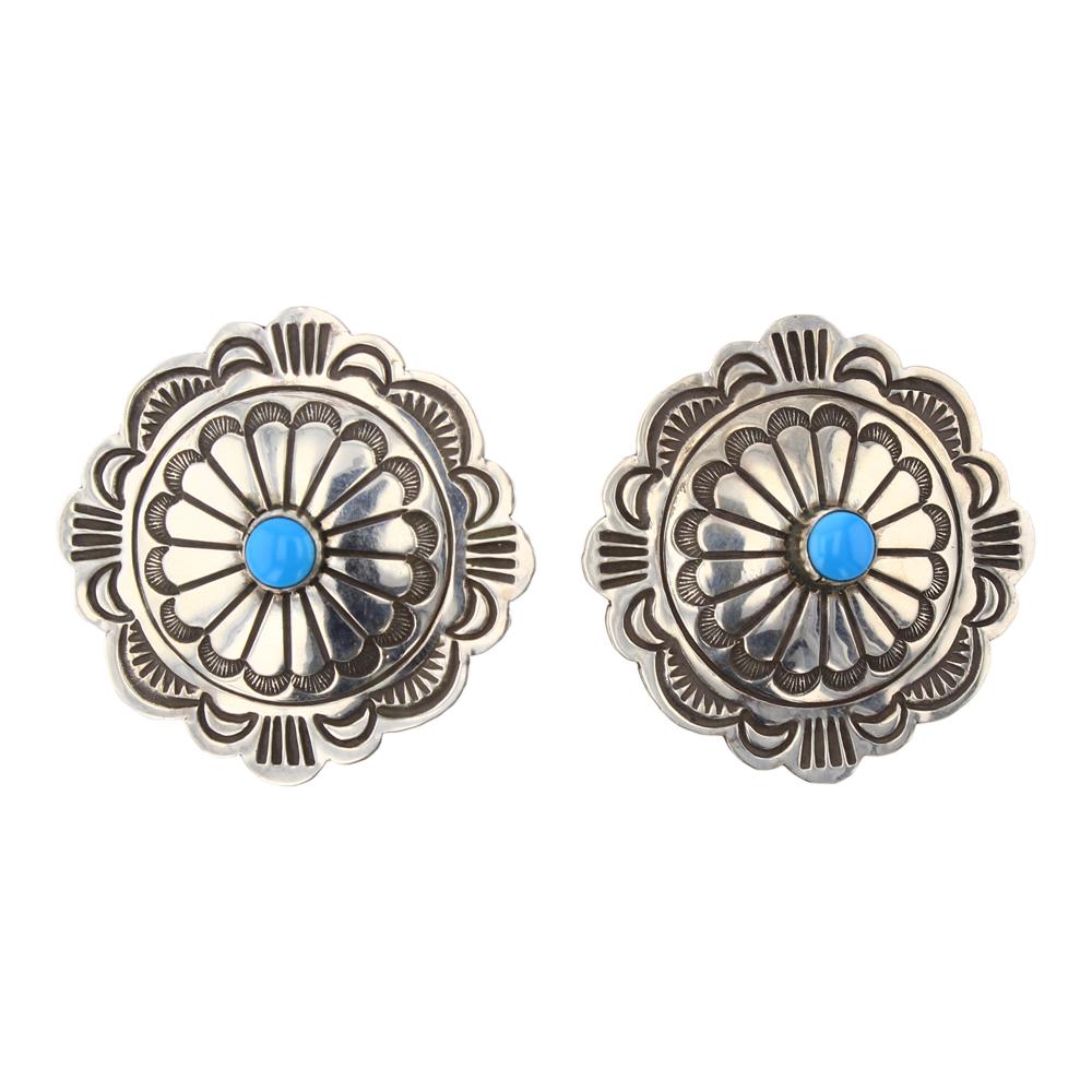 Arnold Blackgoat Kingman Turquoise Stamp Earrings (1 of 2)