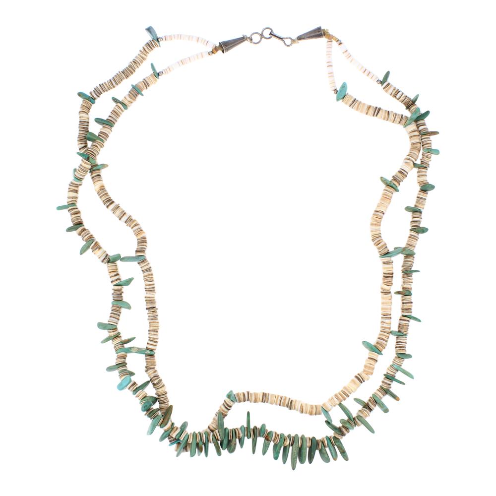 Turquoise & Shell Heishi Necklace (1 of 3)