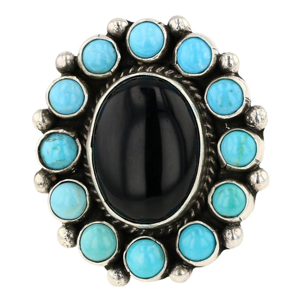 Larry Yazzie Kingman Turquoise & Black Onyx Cluster (1 of 4)