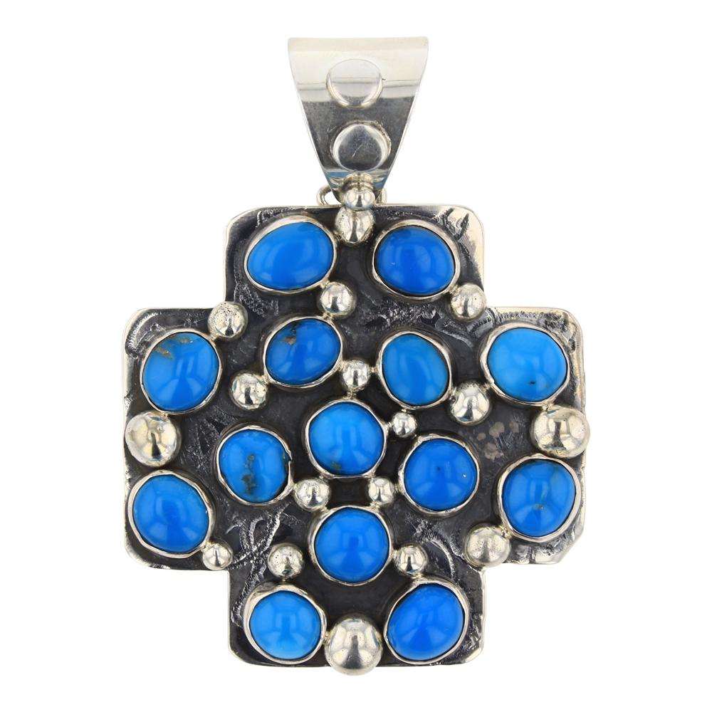 Garrison Boyd Blue Bird Turquoise Zia Symbol Pendant (1 of 2)