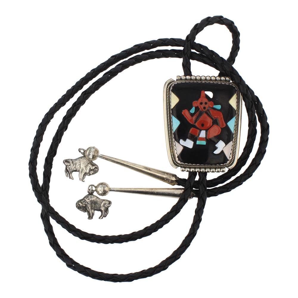 Beverly Etsate Coral Turquoise Acoma Jet & Shell Inlay (1 of 3)