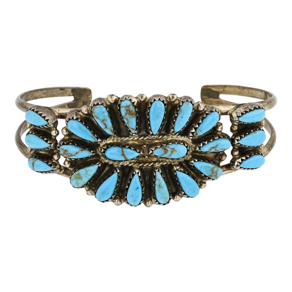 Vintage Block Turquoise Cluster Bracelet (1 of 3)
