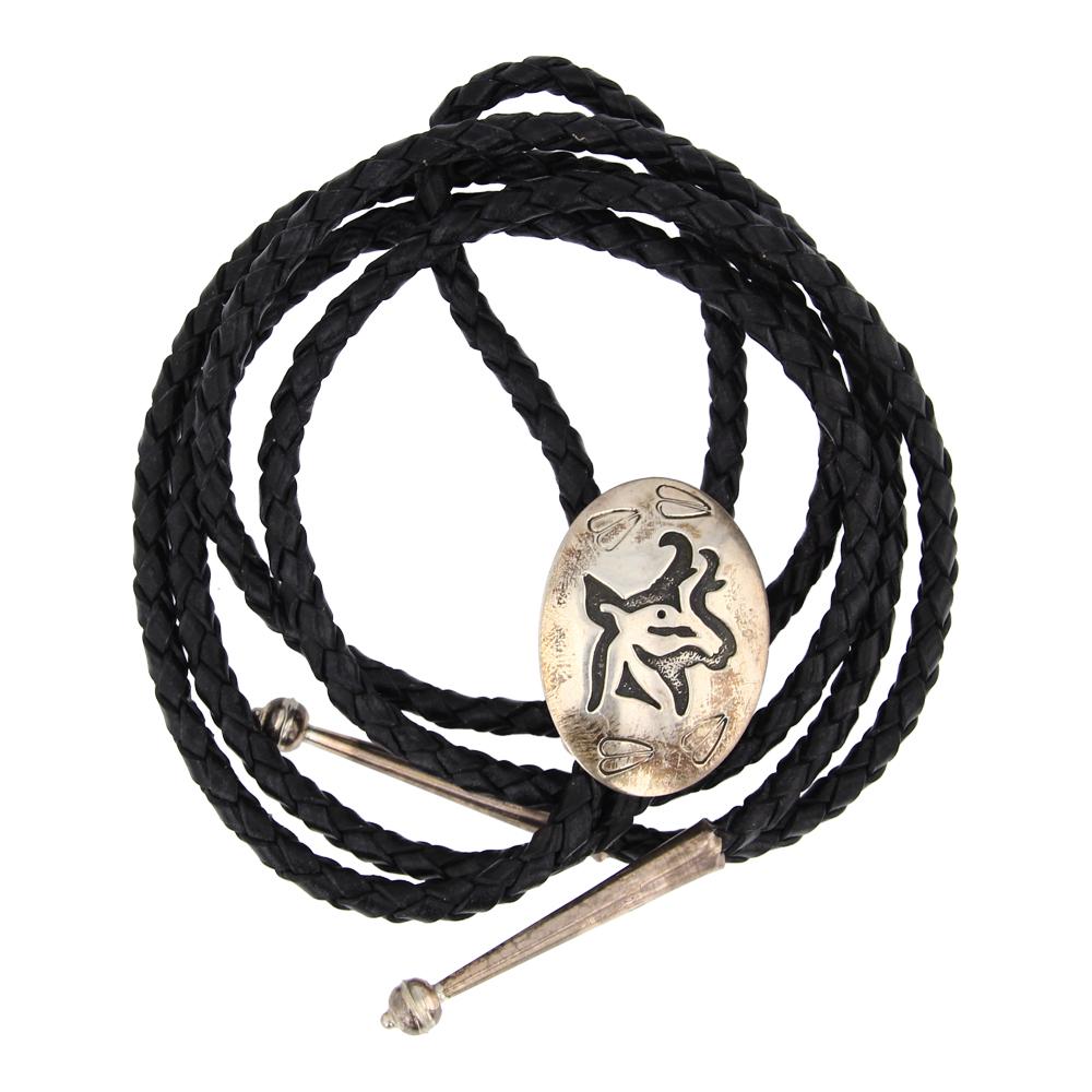 Vintage Plain Silver Pronghorn Bolo Tie (1 of 3)