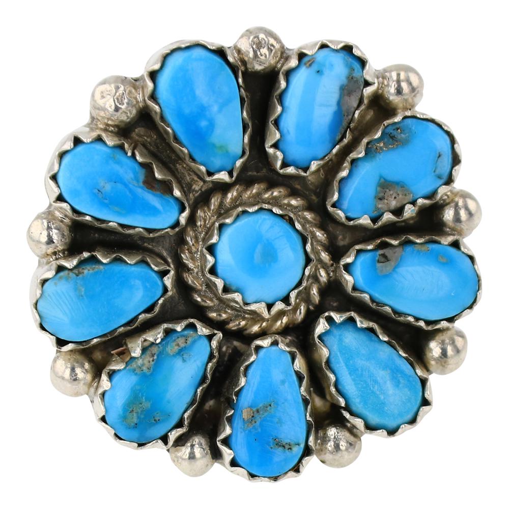 Vintage Kingman Turquoise Cluster Ring (1 of 3)