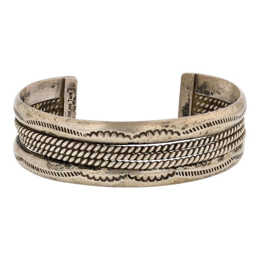 Vintage Plain Silver Tahe Cuff Bracelet (1 of 3)