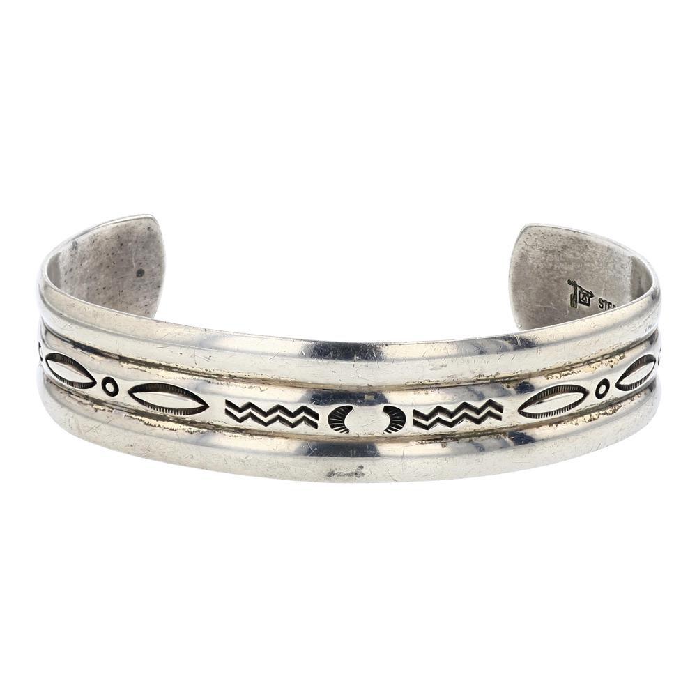 Old Pawn Bell Trading Post Plain Silver Cuff Bracelet (1 of 3)