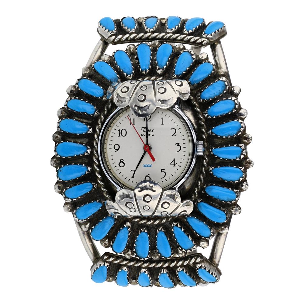 Navajo Block Turquoise Watch Bracelet (1 of 3)