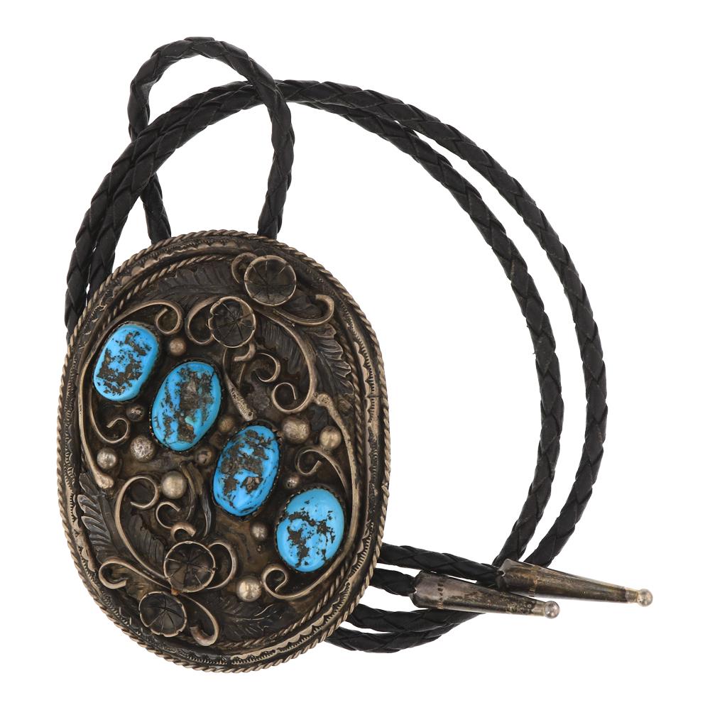 Vintage Pawn Sleeping Beauty Nugget Turquoise Bolo Tie (1 of 3)