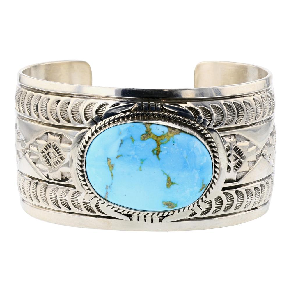 John Nelson Kingman Turquoise Cuff Bracelet (1 of 3)