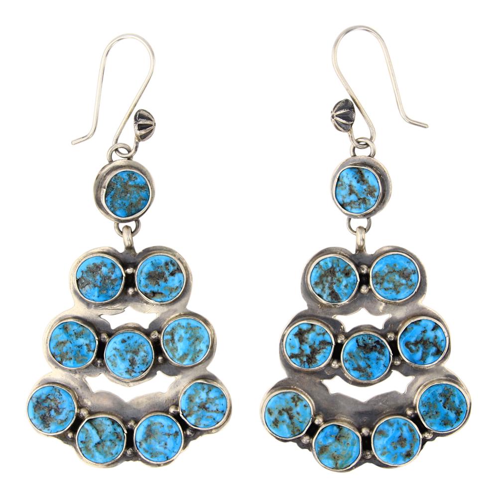 Vintage Kingman Turquoise Nugget Chandelier Earrings (1 of 2)