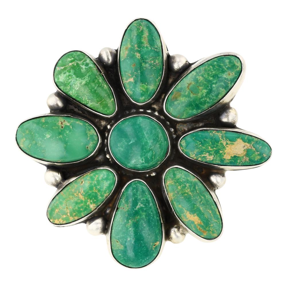 Bobby Johnson Nevada Green Turquoise Large Statement  Cluster Ring (1 of 3)
