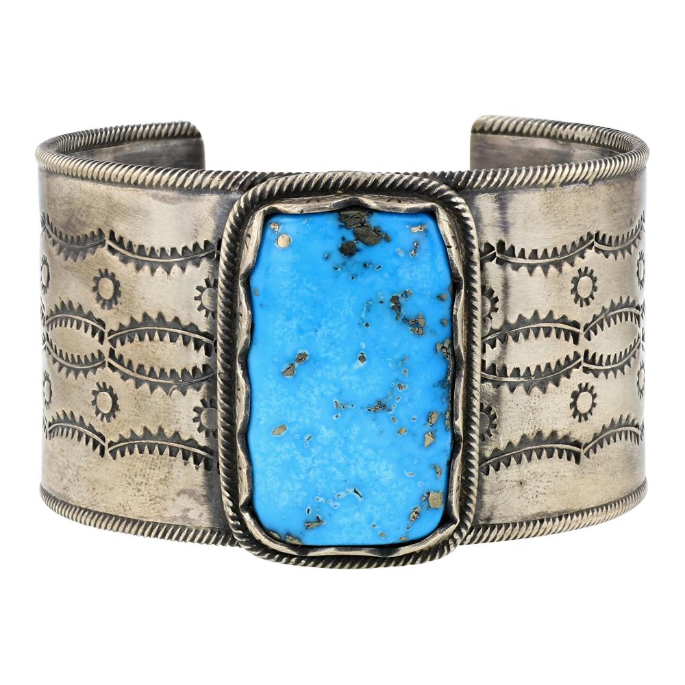 Farah King Ithaca Peak Turquoise Stamped Cuff Bracelet (1 of 3)